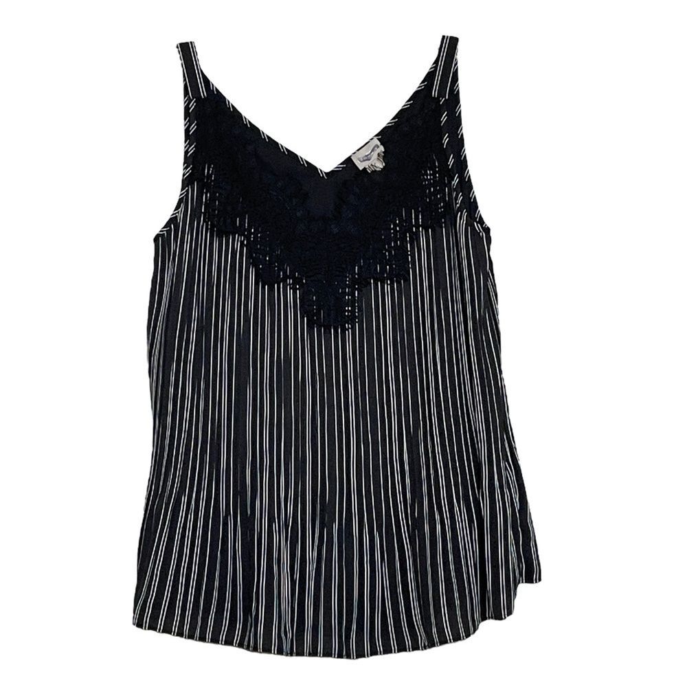 Chicos Striped Micro Pleated Lace Camisole Top Sz. S NWT